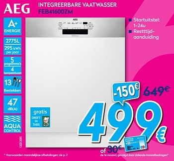 Promotions Aeg integreerbare vaatwasser feb41600zm - AEG - Valide de 02/01/2018 à 31/01/2018 chez Krefel