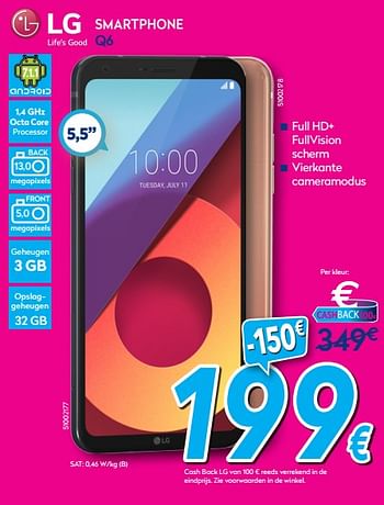 Promoties Lg smartphone q6 - LG - Geldig van 02/01/2018 tot 31/01/2018 bij Krefel