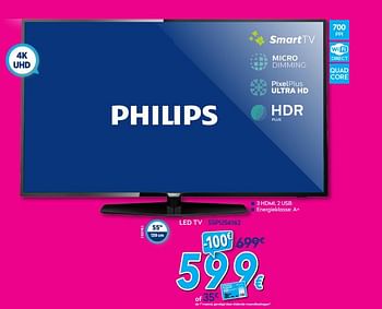 Promoties Philips led tv 55pus6162 - Philips - Geldig van 02/01/2018 tot 31/01/2018 bij Krefel