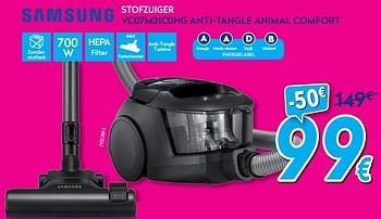 Promotions Samsung stofzuiger vc07m31c0hg anti-tangle animal comfort - Samsung - Valide de 02/01/2018 à 31/01/2018 chez Krefel