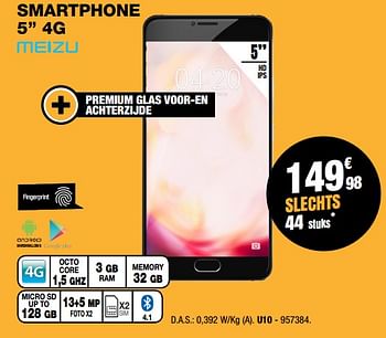 Promoties Smartphone 5`` 4g u10 meizu - Meizu - Geldig van 03/01/2018 tot 30/01/2018 bij Electro Depot