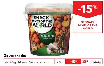Promoties Zoute snacks mexican mix - Snack Mixes of the World - Geldig van 03/01/2018 tot 16/01/2018 bij Makro