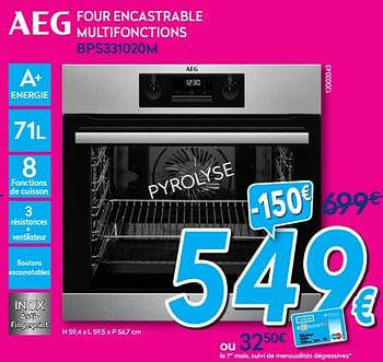 Promotions Aeg four encastrable multifonctions bps331020m - AEG - Valide de 02/01/2018 à 31/01/2018 chez Krefel