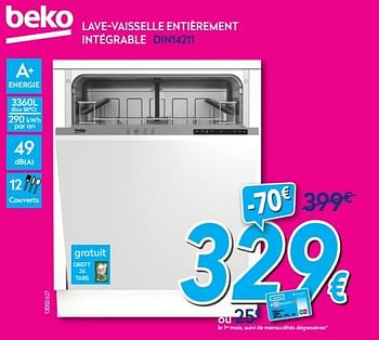 Promoties Beko lave-vaisselle entièrement intégrable din14211 - Beko - Geldig van 02/01/2018 tot 31/01/2018 bij Krefel