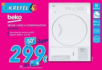 Promoties Beko sèche-linge à condensation kc720301 - Beko - Geldig van 02/01/2018 tot 31/01/2018 bij Krefel