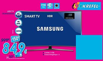 Promotions Samsung led tv ue49mu6640 - Samsung - Valide de 02/01/2018 à 31/01/2018 chez Krefel