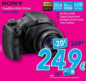 Promotions Sony caméra high zoom dsc-hx350 - Sony - Valide de 02/01/2018 à 31/01/2018 chez Krefel