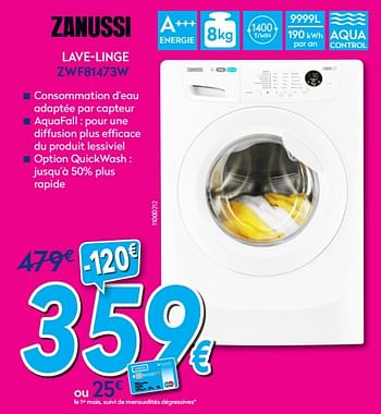 Promotions Zanussi lave-linge zwf81473w - Zanussi - Valide de 02/01/2018 à 31/01/2018 chez Krefel