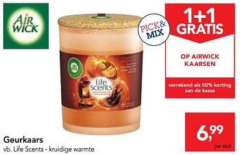 Promotions Geurkaars life scents - kruidige warmte - Airwick - Valide de 03/01/2018 à 16/01/2018 chez Makro