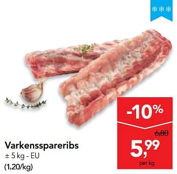 Promoties Varkensspareribs - Huismerk - Makro - Geldig van 03/01/2018 tot 16/01/2018 bij Makro