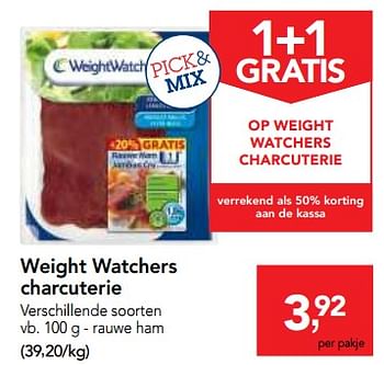 Promoties Weight watchers charcuterie rauwe ham - Weight Watchers - Geldig van 03/01/2018 tot 16/01/2018 bij Makro