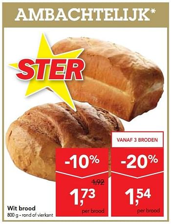 Promoties Wit brood - Huismerk - Makro - Geldig van 03/01/2018 tot 16/01/2018 bij Makro
