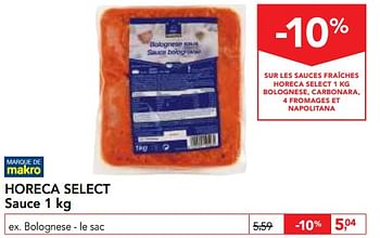 Promotions Horeca select sauce - Produit maison - Makro - Valide de 03/01/2018 à 16/01/2018 chez Makro
