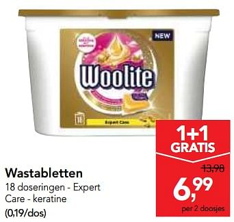 Promotions Wastabletten expert care - keratine - Woolite - Valide de 03/01/2018 à 16/01/2018 chez Makro