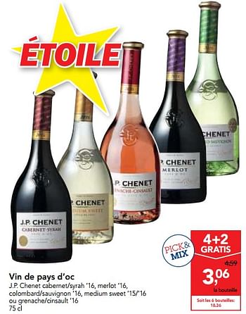 Promoties Vin de pays d`oc - Witte wijnen - Geldig van 03/01/2018 tot 16/01/2018 bij Makro