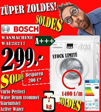 Promoties Bosch wasmachine wae28217 - Bosch - Geldig van 01/01/2018 tot 31/01/2018 bij Electro Zschau