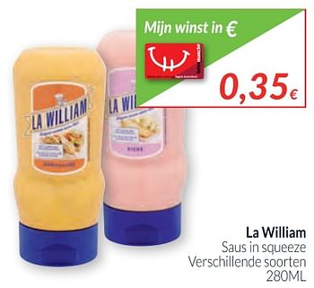 Promoties La william saus in squeeze - La William - Geldig van 02/01/2018 tot 31/01/2018 bij Intermarche
