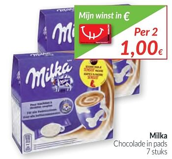 Promotions Milka chocolade in pads - Milka - Valide de 02/01/2018 à 31/01/2018 chez Intermarche