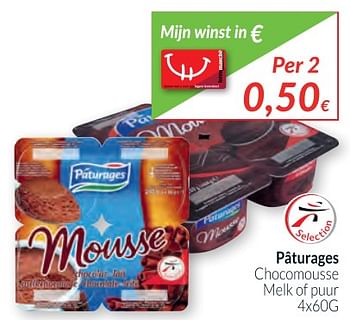 Promoties Pâturages chocomousse melk of puur - Paturages - Geldig van 02/01/2018 tot 31/01/2018 bij Intermarche