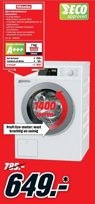 lever landen Krijger Miele Miele wdb 030 blw eco wasmachine - Promotie bij Media Markt