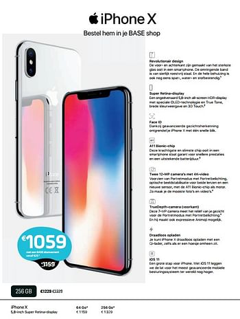 Promoties Apple iphone x - Apple - Geldig van 01/01/2018 tot 31/01/2018 bij Base