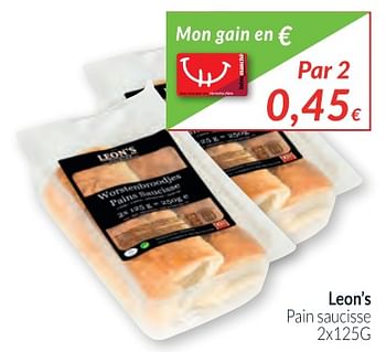 Promoties Leon`s pain saucisse - Leon's - Geldig van 02/01/2018 tot 31/01/2018 bij Intermarche