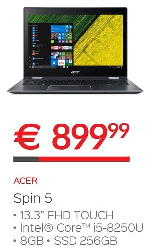 Promoties Acer spin 5 - Acer - Geldig van 02/01/2018 tot 31/01/2018 bij Auva