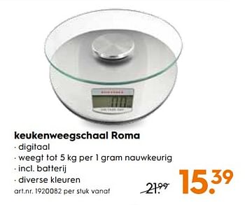 Promoties Digitale keukenweegschaal roma - Soehnle - Geldig van 01/01/2018 tot 16/01/2018 bij Blokker