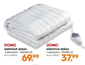 Promoties Domo elektrisch deken 2-persoons - Domo - Geldig van 01/01/2018 tot 16/01/2018 bij Blokker