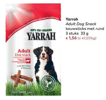 Promoties Yarrah adult dog snack kauwsticks met rund - Yarrah - Geldig van 03/01/2018 tot 06/02/2018 bij Bioplanet