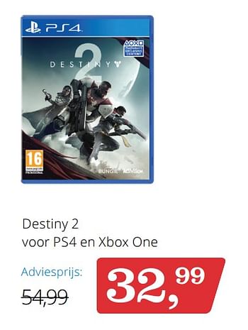 Promoties Destiny 2 voor ps4 en xbox one - Activision - Geldig van 01/01/2018 tot 31/01/2018 bij Bol.com
