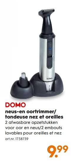 Promotions Domo tondeuse nez et oreilles - Domo - Valide de 01/01/2018 à 16/01/2018 chez Blokker