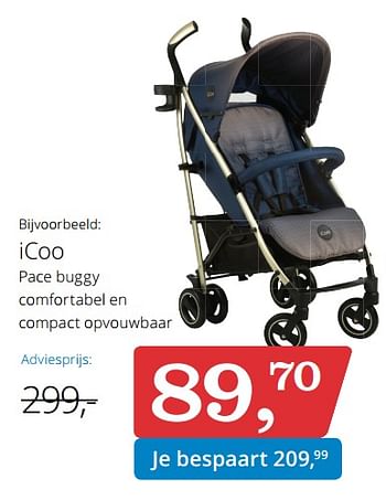 Promoties Icoo pace buggy comfortabel en compact opvouwbaar - Icoo - Geldig van 01/01/2018 tot 31/01/2018 bij Bol.com