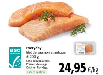 Promotions Everyday filet de saumon atlantique - Everyday - Valide de 03/01/2018 à 16/01/2018 chez Colruyt