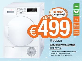 Promotions Bosch sèche-linge pompe à chaleur bowth83271fg - Bosch - Valide de 03/01/2018 à 31/01/2018 chez Expert