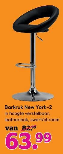 Promoties Barkruk new york-2 - Huismerk - Leen Bakker - Geldig van 03/01/2018 tot 31/01/2018 bij Leen Bakker