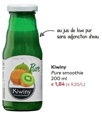 Promoties Kiwiny pure smoothie - Kiwiny - Geldig van 03/01/2018 tot 06/02/2018 bij Bioplanet