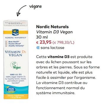 Promotions Nordic naturals vitamin d3 vegan - Nordic naturals - Valide de 03/01/2018 à 06/02/2018 chez Bioplanet