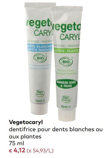 Promoties Vegetocaryl dentifrice pour dents blanches ou aux plantes - Vegetocaryl - Geldig van 03/01/2018 tot 06/02/2018 bij Bioplanet