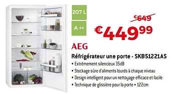 Promoties Aeg réfrigérateur une porte - skb51221as - AEG - Geldig van 03/01/2018 tot 31/01/2018 bij Exellent