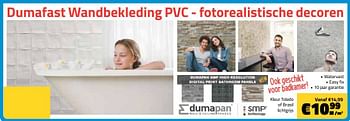 Promoties Dumafast wandbekleding pvc - Dumapan - Geldig van 07/01/2018 tot 31/01/2018 bij Bouwcenter Frans Vlaeminck