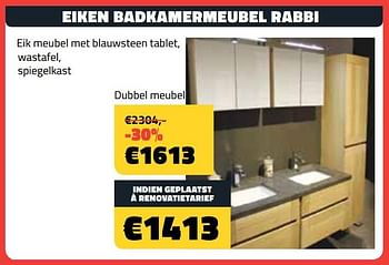 Promotions Eiken badkamermeubel rabbi - Produit maison - Bouwcenter Frans Vlaeminck - Valide de 07/01/2018 à 31/01/2018 chez Bouwcenter Frans Vlaeminck