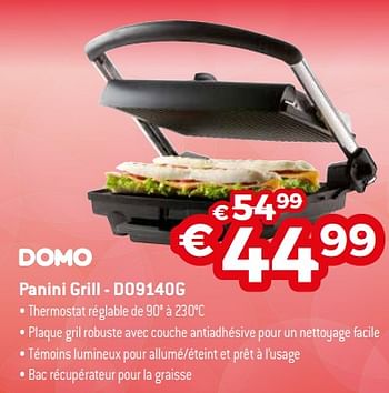 Promotions Domo panini grill - do9140g - Domo - Valide de 03/01/2018 à 31/01/2018 chez Exellent
