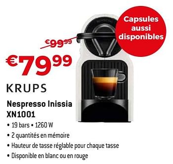 Promotions Krups nespresso inissia xn1001 - Krups - Valide de 03/01/2018 à 31/01/2018 chez Exellent