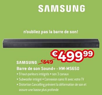Promotions Samsung barre de son sound+ - hw-ms650 - Samsung - Valide de 03/01/2018 à 31/01/2018 chez Exellent