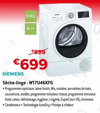 Promoties Siemens sèche-linge - wt7u46kfg - Siemens - Geldig van 03/01/2018 tot 31/01/2018 bij Exellent