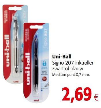 Promoties Uni-ball signo 207 inktroller zwart of blauw - Uni-Ball - Geldig van 03/01/2018 tot 16/01/2018 bij Colruyt