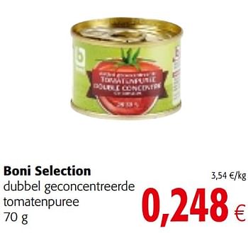Promoties Boni selection dubbel geconcentreerde tomatenpuree - Boni - Geldig van 03/01/2018 tot 16/01/2018 bij Colruyt