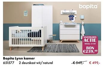 Promoties Bopita lynn kamer 2 deurskast wit - naturel - Bopita - Geldig van 04/01/2018 tot 28/02/2018 bij Multi Bazar