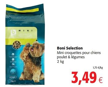 Promoties Boni selection mini croquettes pour chiens poulet + légumes - Boni - Geldig van 03/01/2018 tot 16/01/2018 bij Colruyt